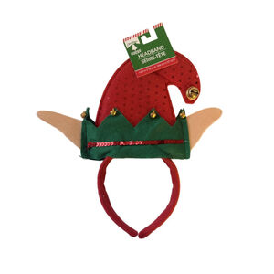 NWT Holiday Elf Headband Red Green with bells Onesize